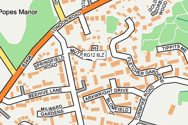 RG12 8LZ map - OS OpenMap – Local (Ordnance Survey)