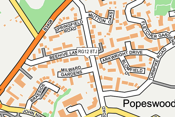 RG12 8TJ map - OS OpenMap – Local (Ordnance Survey)