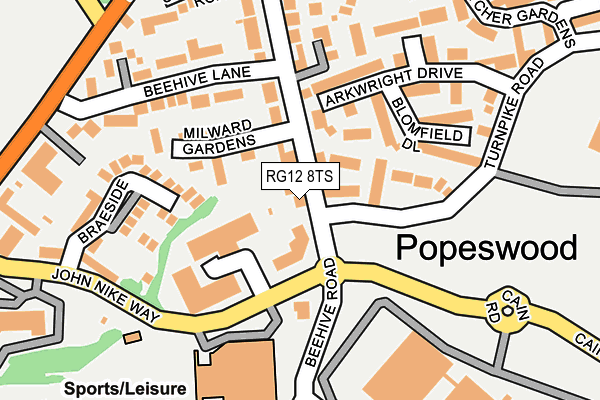 RG12 8TS map - OS OpenMap – Local (Ordnance Survey)