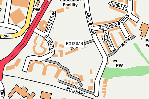 RG12 9AN map - OS OpenMap – Local (Ordnance Survey)