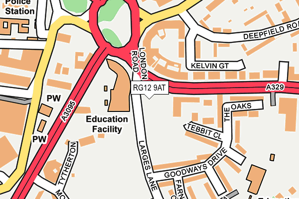 RG12 9AT map - OS OpenMap – Local (Ordnance Survey)