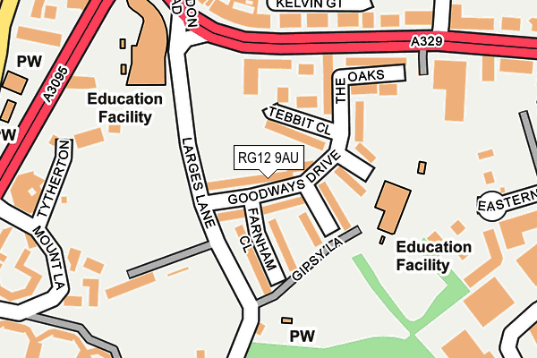 RG12 9AU map - OS OpenMap – Local (Ordnance Survey)