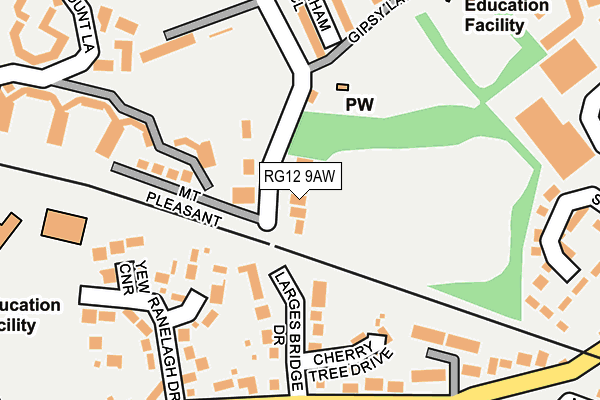 RG12 9AW map - OS OpenMap – Local (Ordnance Survey)