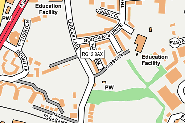 RG12 9AX map - OS OpenMap – Local (Ordnance Survey)