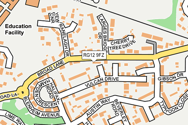 RG12 9FZ map - OS OpenMap – Local (Ordnance Survey)