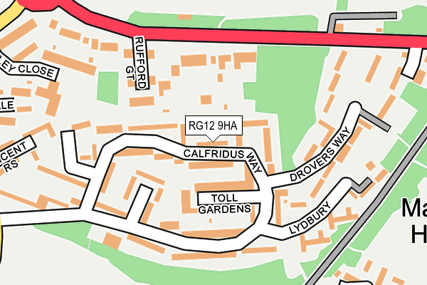 RG12 9HA map - OS OpenMap – Local (Ordnance Survey)
