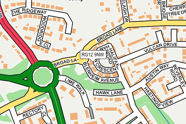 RG12 9NW map - OS OpenMap – Local (Ordnance Survey)