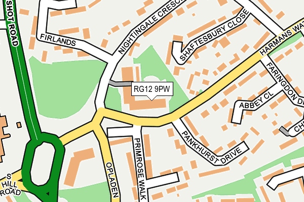 RG12 9PW map - OS OpenMap – Local (Ordnance Survey)