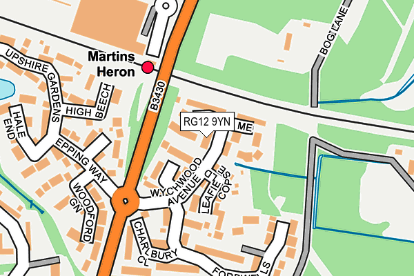 RG12 9YN map - OS OpenMap – Local (Ordnance Survey)