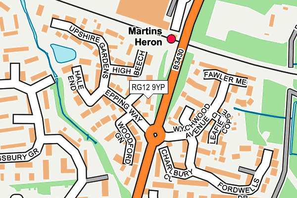 RG12 9YP map - OS OpenMap – Local (Ordnance Survey)