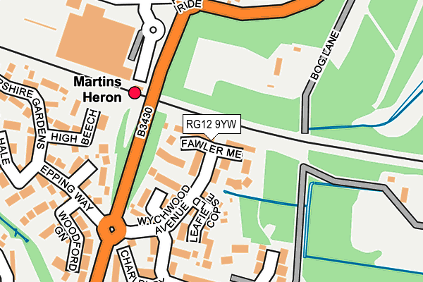 RG12 9YW map - OS OpenMap – Local (Ordnance Survey)