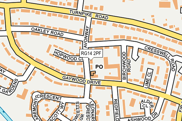 RG14 2PF map - OS OpenMap – Local (Ordnance Survey)