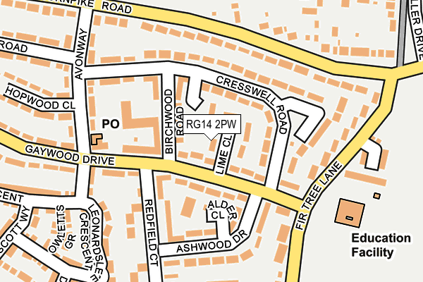 RG14 2PW map - OS OpenMap – Local (Ordnance Survey)