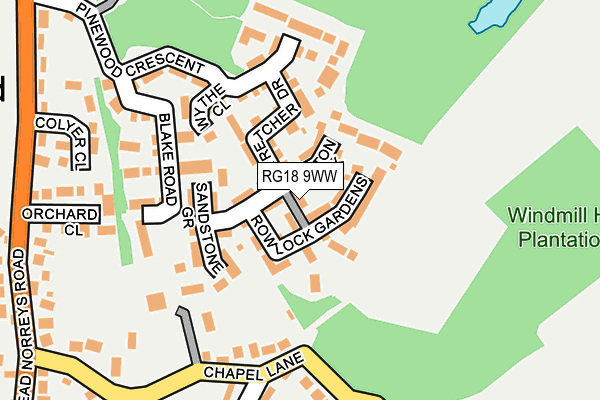 RG18 9WW map - OS OpenMap – Local (Ordnance Survey)