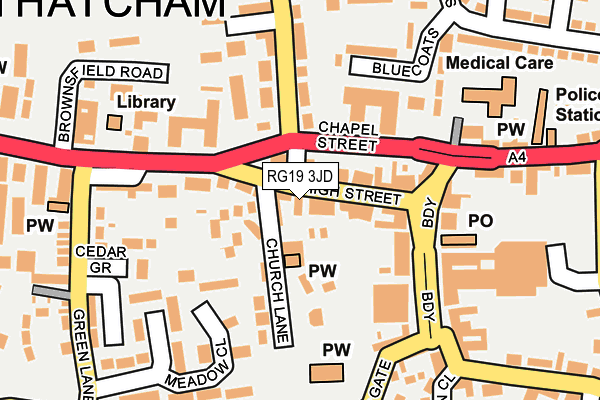 RG19 3JD map - OS OpenMap – Local (Ordnance Survey)
