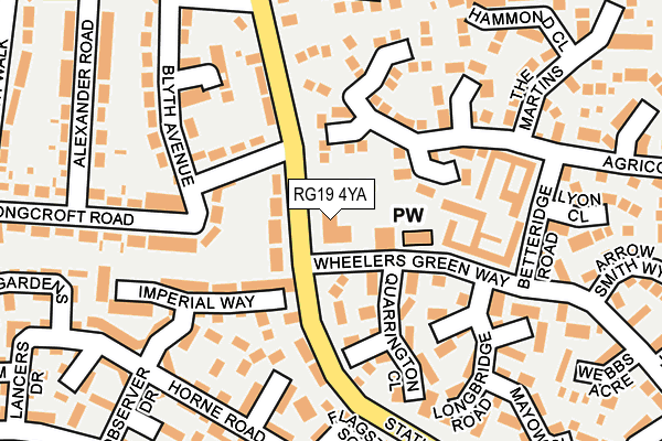 RG19 4YA map - OS OpenMap – Local (Ordnance Survey)