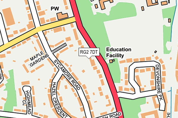 RG2 7DT map - OS OpenMap – Local (Ordnance Survey)