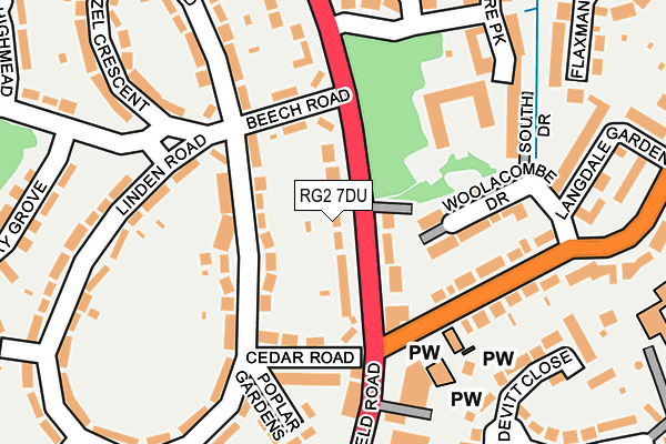 RG2 7DU map - OS OpenMap – Local (Ordnance Survey)
