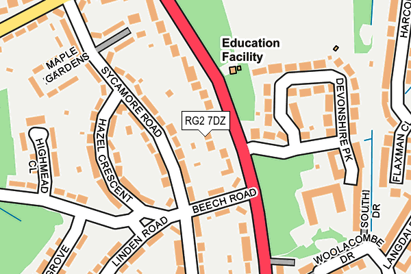 RG2 7DZ map - OS OpenMap – Local (Ordnance Survey)