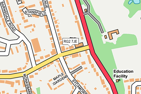RG2 7JE map - OS OpenMap – Local (Ordnance Survey)