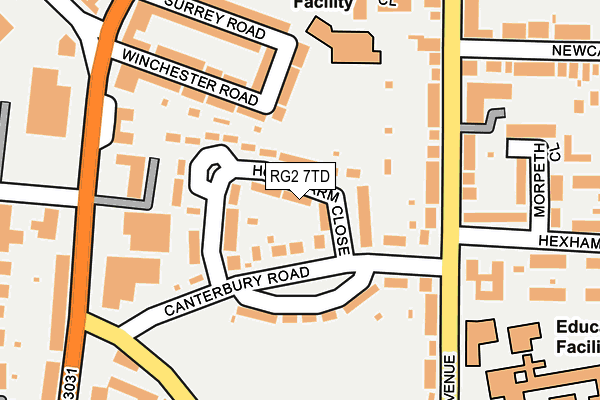 RG2 7TD map - OS OpenMap – Local (Ordnance Survey)