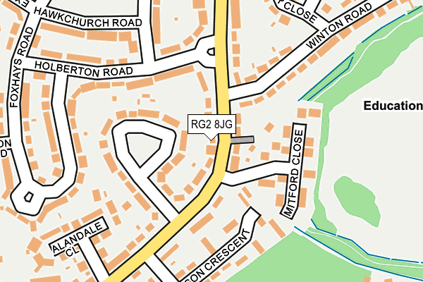 RG2 8JG map - OS OpenMap – Local (Ordnance Survey)