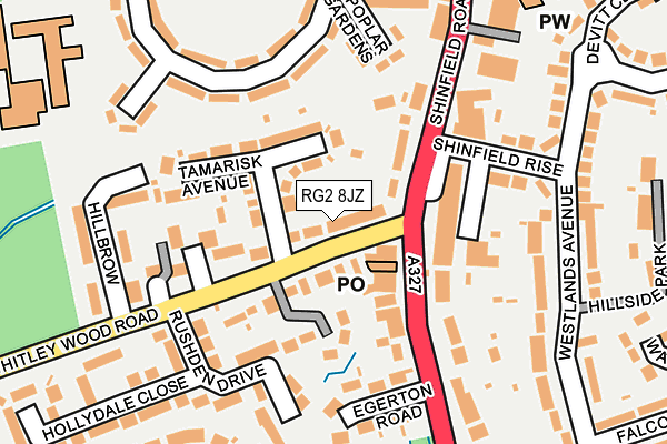 RG2 8JZ map - OS OpenMap – Local (Ordnance Survey)