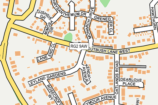 RG2 9AW map - OS OpenMap – Local (Ordnance Survey)