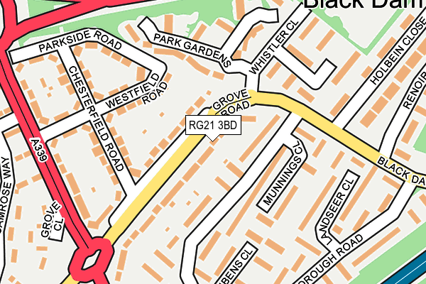 RG21 3BD map - OS OpenMap – Local (Ordnance Survey)