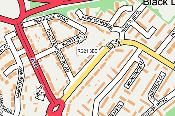 RG21 3BE map - OS OpenMap – Local (Ordnance Survey)