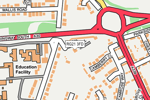 RG21 3FD map - OS OpenMap – Local (Ordnance Survey)