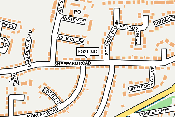 RG21 3JD map - OS OpenMap – Local (Ordnance Survey)