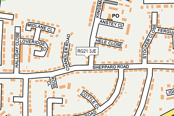 RG21 3JE map - OS OpenMap – Local (Ordnance Survey)