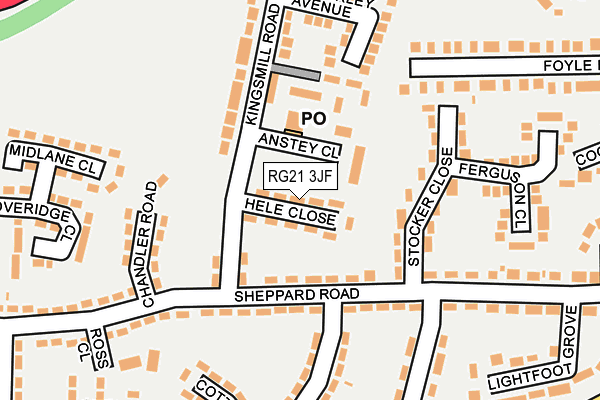 RG21 3JF map - OS OpenMap – Local (Ordnance Survey)
