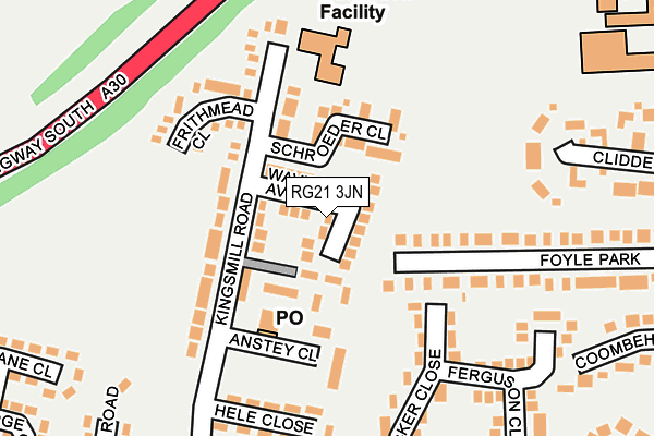 RG21 3JN map - OS OpenMap – Local (Ordnance Survey)