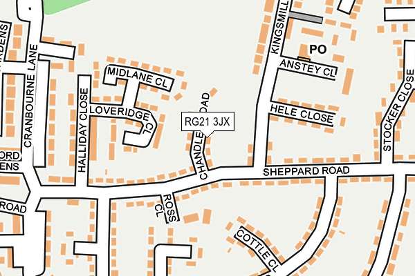 RG21 3JX map - OS OpenMap – Local (Ordnance Survey)