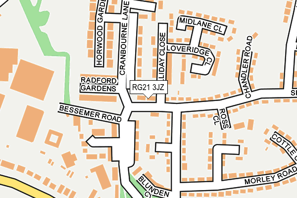 RG21 3JZ map - OS OpenMap – Local (Ordnance Survey)