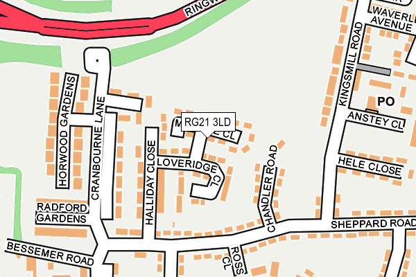 RG21 3LD map - OS OpenMap – Local (Ordnance Survey)