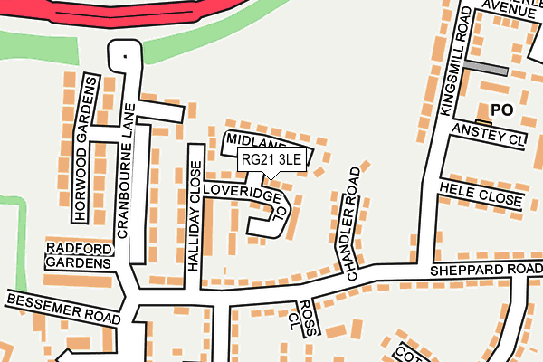 RG21 3LE map - OS OpenMap – Local (Ordnance Survey)