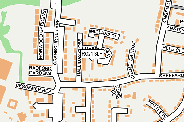 RG21 3LF map - OS OpenMap – Local (Ordnance Survey)