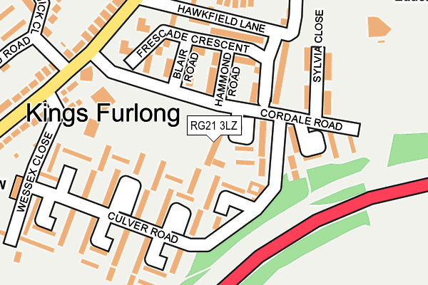 RG21 3LZ map - OS OpenMap – Local (Ordnance Survey)