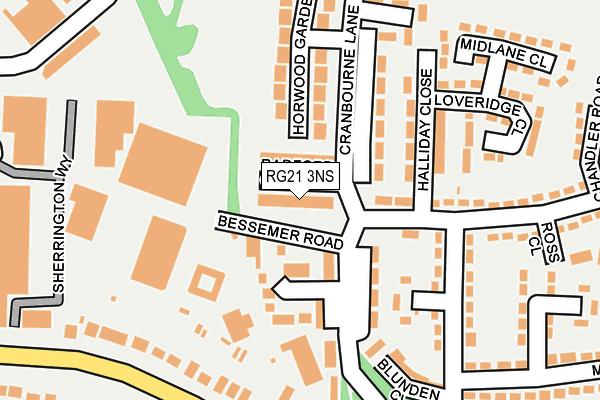 RG21 3NS map - OS OpenMap – Local (Ordnance Survey)