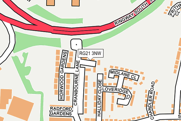 RG21 3NW map - OS OpenMap – Local (Ordnance Survey)