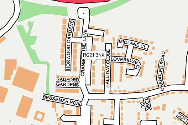 RG21 3NX map - OS OpenMap – Local (Ordnance Survey)