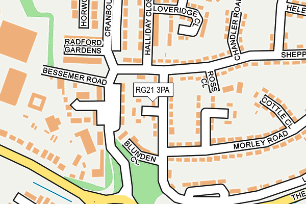 RG21 3PA map - OS OpenMap – Local (Ordnance Survey)
