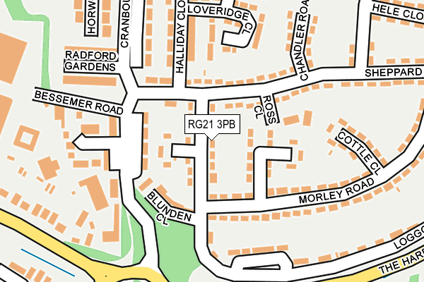 RG21 3PB map - OS OpenMap – Local (Ordnance Survey)
