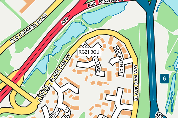 RG21 3QU map - OS OpenMap – Local (Ordnance Survey)