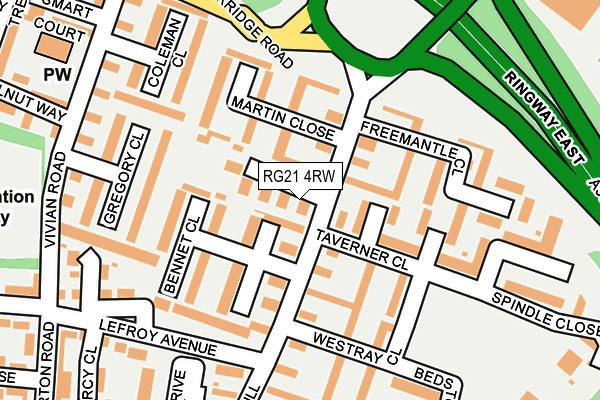 RG21 4RW map - OS OpenMap – Local (Ordnance Survey)