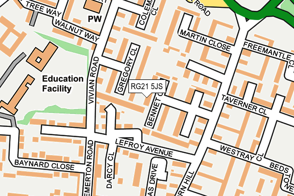 RG21 5JS map - OS OpenMap – Local (Ordnance Survey)