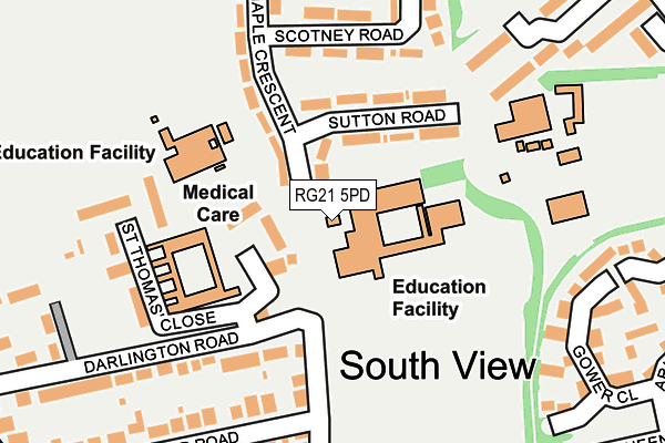 RG21 5PD map - OS OpenMap – Local (Ordnance Survey)